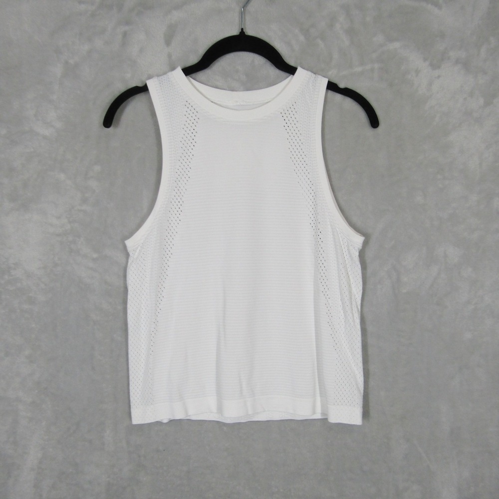 Lululemon Swiftly Tech High Neck Tank Top White Mesh Venting Womens Size 4